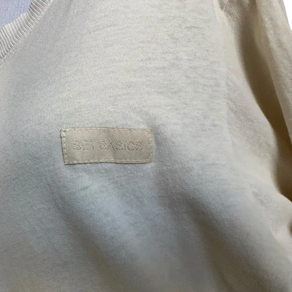 Set Active Womens Lot Of 2 Crop Long Sleeve T Shirt Sz Large Brown Tan Relaxed - Picture 12 of 16